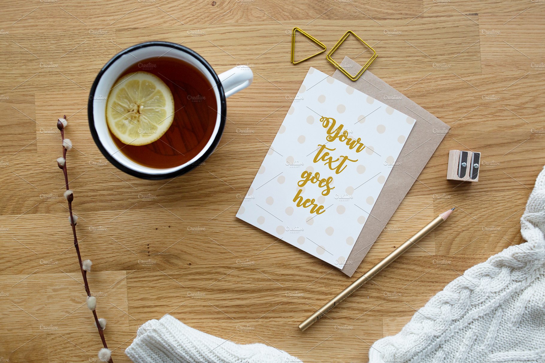 高品质的优雅邀请函婚礼请帖样机展示模型mockups插图(1)