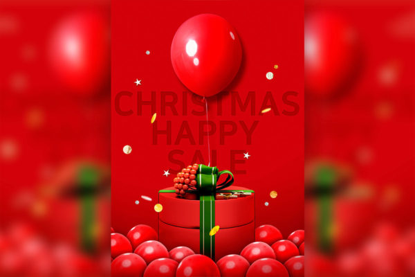 大红色主题圣诞节日购物促销活动广告海报模板