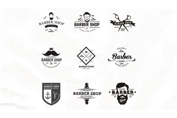 理发店店招Logo标志设计模板 Barber Shop Logo Set