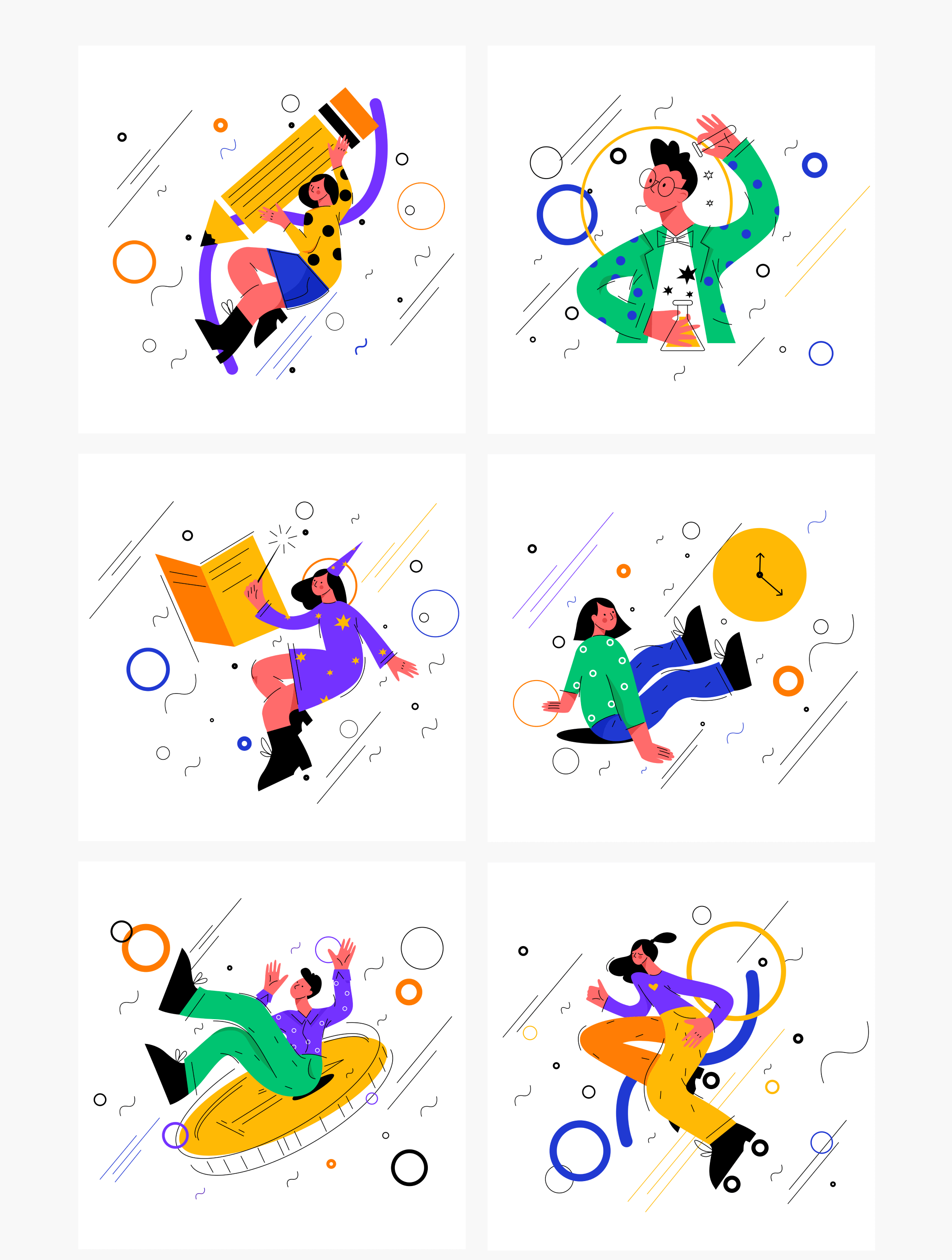 素材库下午茶:多彩的人物元素矢量网站设计插画合集插图(2)