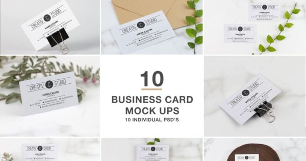 优雅场景背景企业名片设计效果图素材库精选模板 Business Card series Mock Up