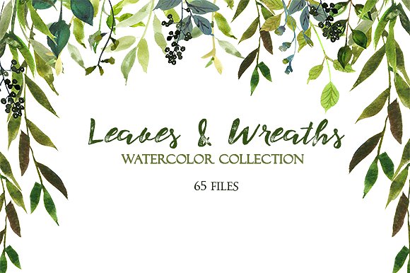 树叶花圈水彩套装 Leaves and Wreaths Watercolor Set插图(1)