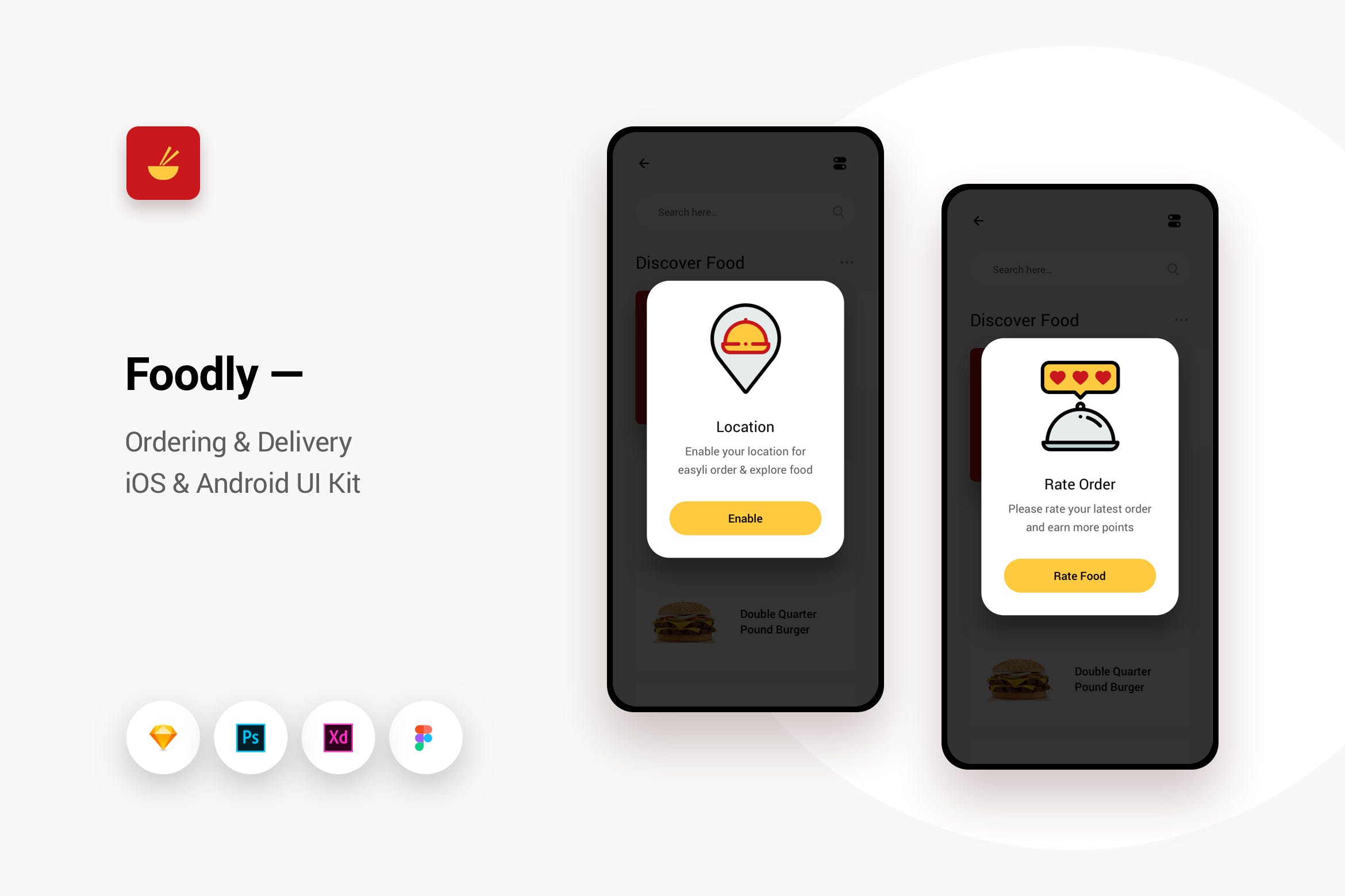 在线订餐&外卖配送APP应用UI设计素材库精选模板v10 Foodly – Ordering Delivery iOS & Android UI Kit 10插图