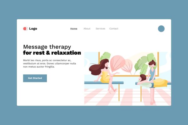 SPA美容主题矢量插画网站着陆页设计素材库精选模板v7 Spa flat web template for Landing page