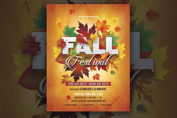 秋季节日派对传单模板 Fall Festival Flyer