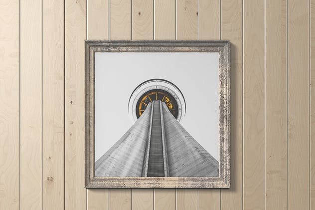 木纹背景艺术作品画框样机套装V3 Frame Artwork Mockup Set 3插图(4)