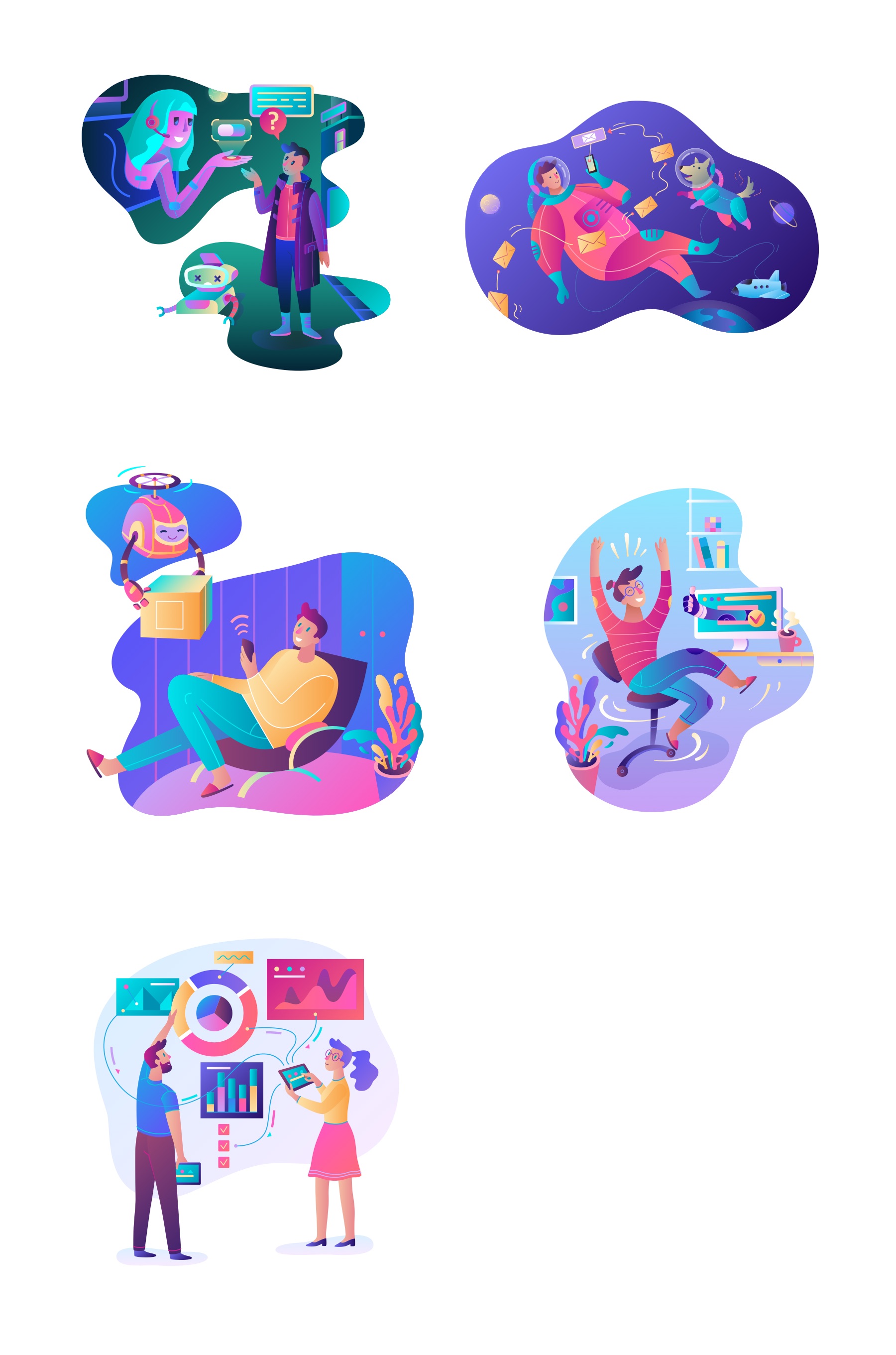 5 张充满活力插画