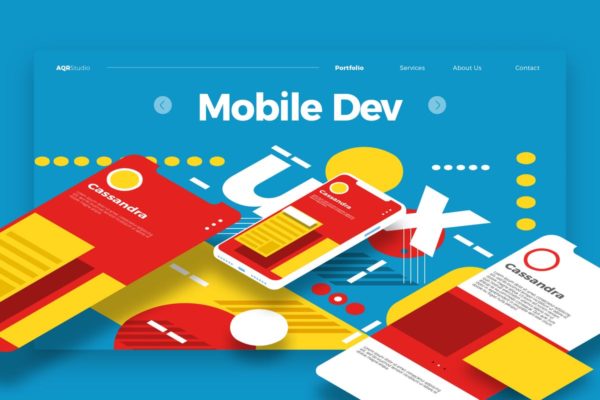 移动APP应用开发插画网站Banner＆着陆页模板 Mobile Developement – Banner &amp; Landing Page