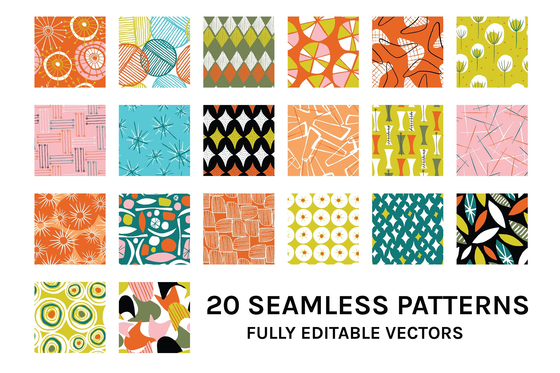 复古摩登派五十年代图案纹理 Mod Fifties | Artboards + Patterns插图(1)