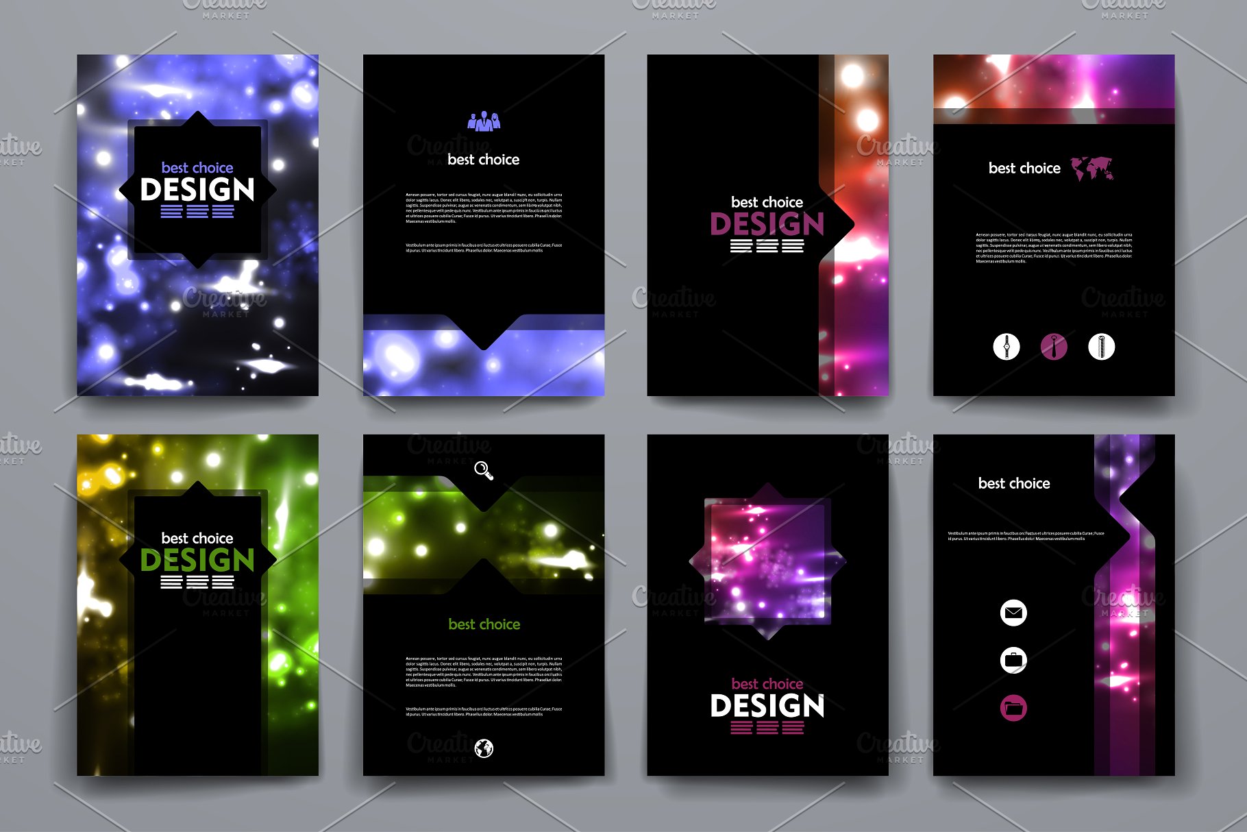 萤火虫光点背景画册模板 Set of Beautiful Brochures插图(1)