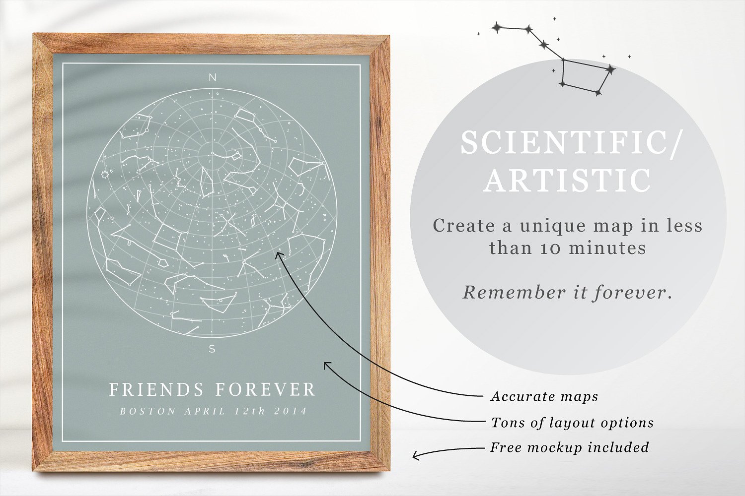 美丽的极简主义地图海报设计插件 Star Map Poster Creator, Minimal插图(1)