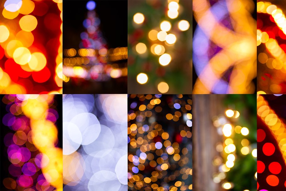 10款圣诞节主题风格散景背景素材 Set of christmas bokeh backgrounds插图(1)