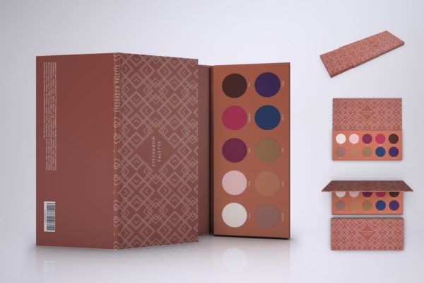 眼影调色板化妆品包装设计样机模板 Eyeshadow Palette Mock-up