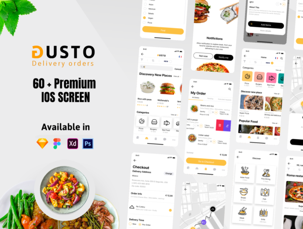 素材库下午茶：餐厅外卖APP应用程序IOS UI套件