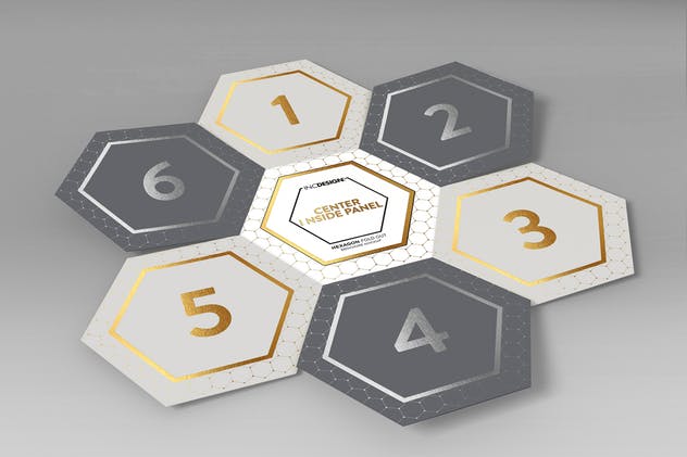 六角形折叠式小册子样机 Hexagon Fold Out Style Brochure插图(2)