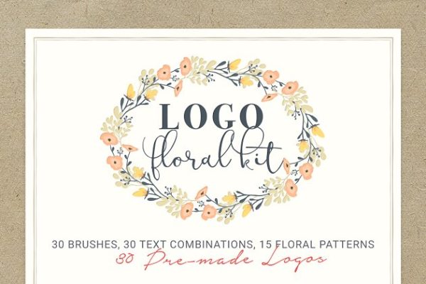 水彩花卉Logo设计套件 Logo Floral Kit