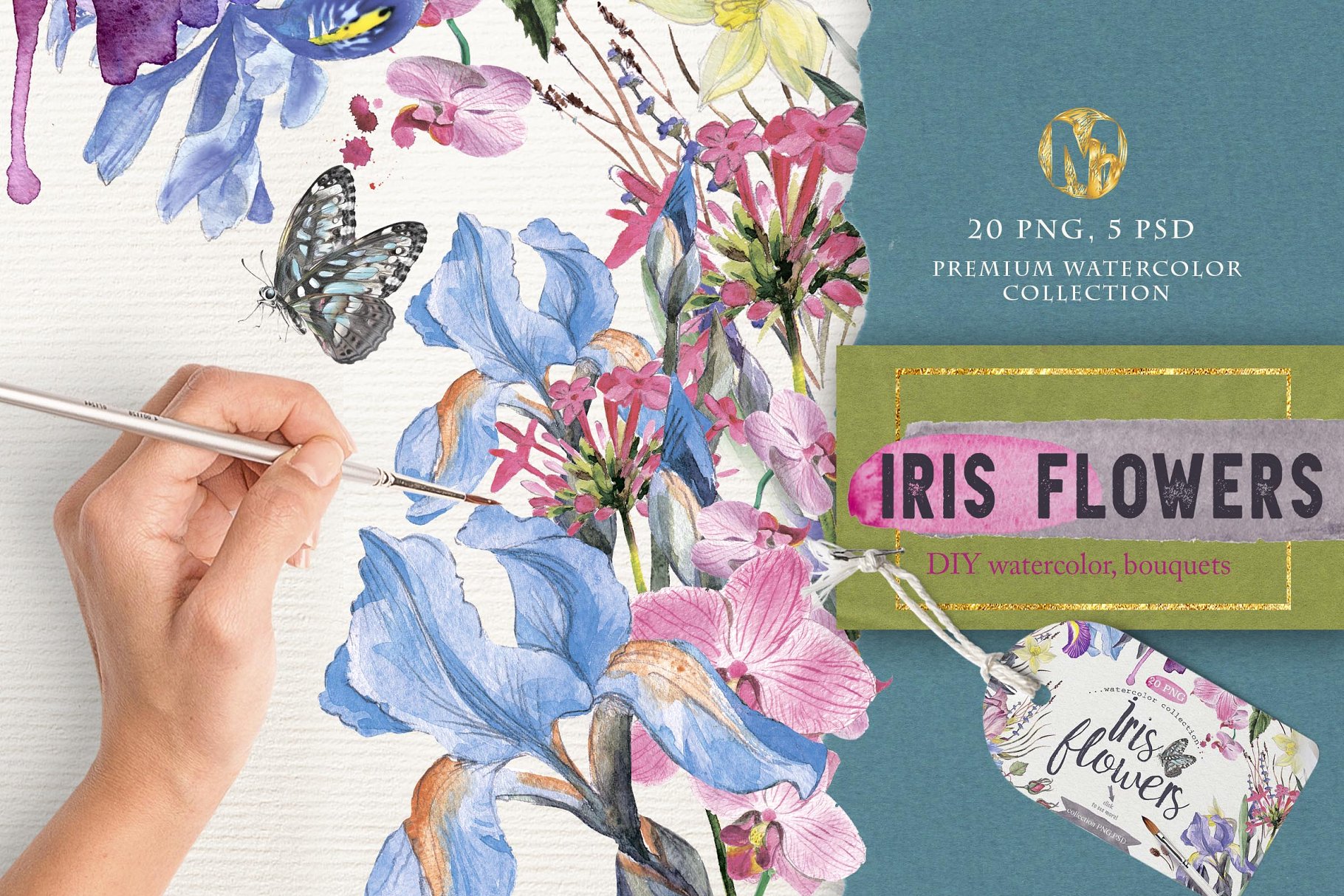 DIY水彩鸢尾花卉插画v1 Watercolor DIY "IRIS" vol.1插图
