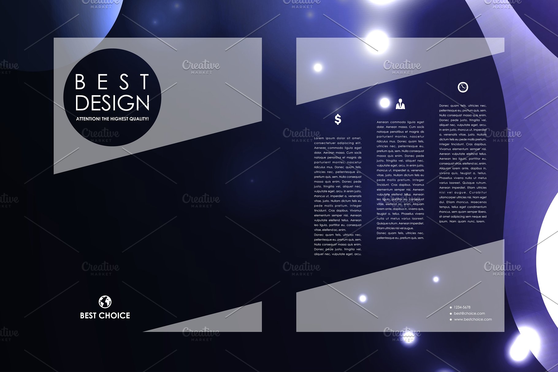 抽象图形蓝色背景小册子模板 Set of Abstract Brochures插图(3)