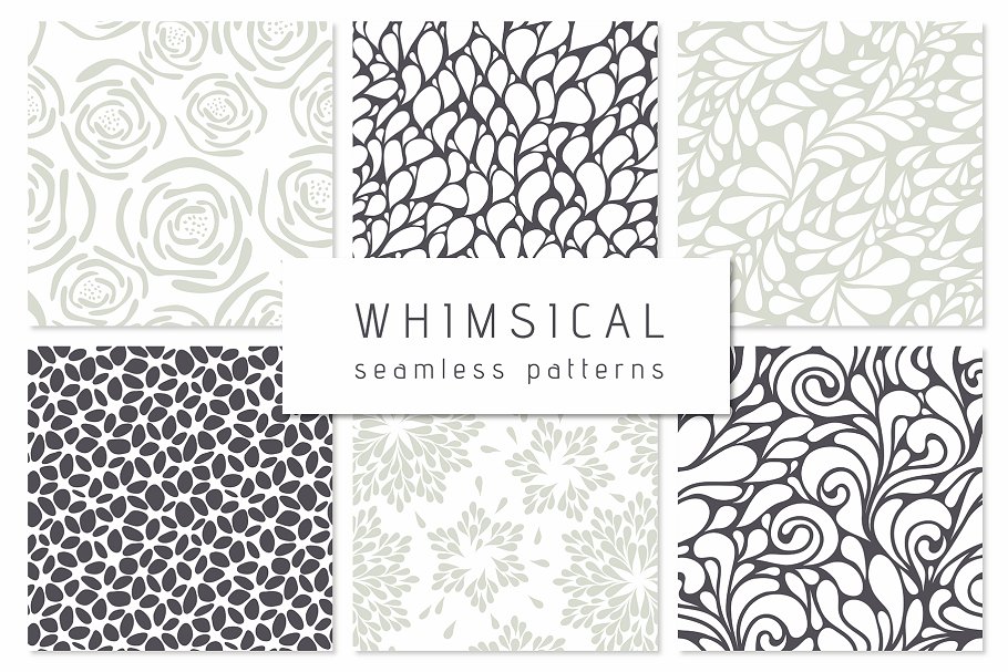 异想天开无缝图案纹理 Whimsical Seamless Patterns Set插图