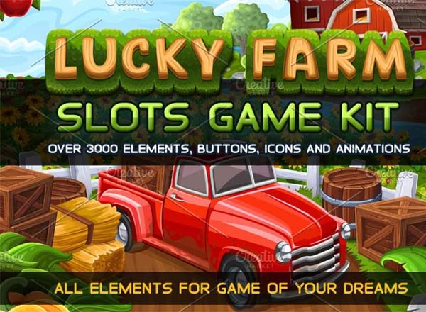 幸运的农场老虎机游戏UI套件