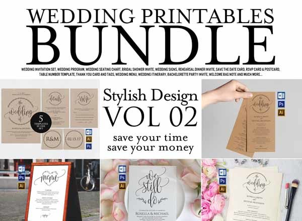 婚礼邀请物料套装打包下载[ai,psd]