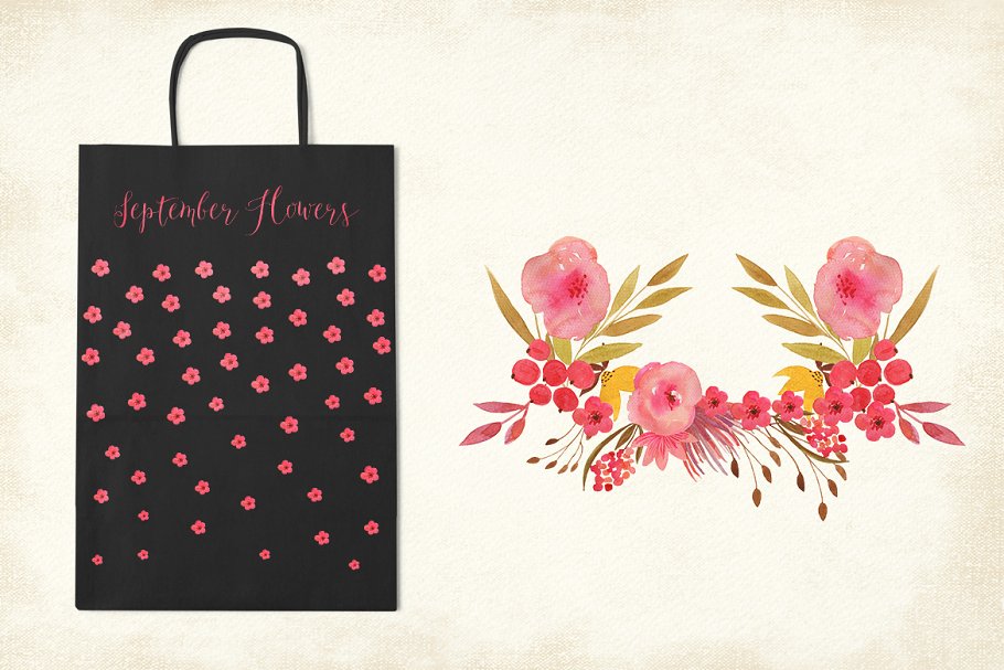 九月花手工花卉剪贴画 September Flowers插图(1)