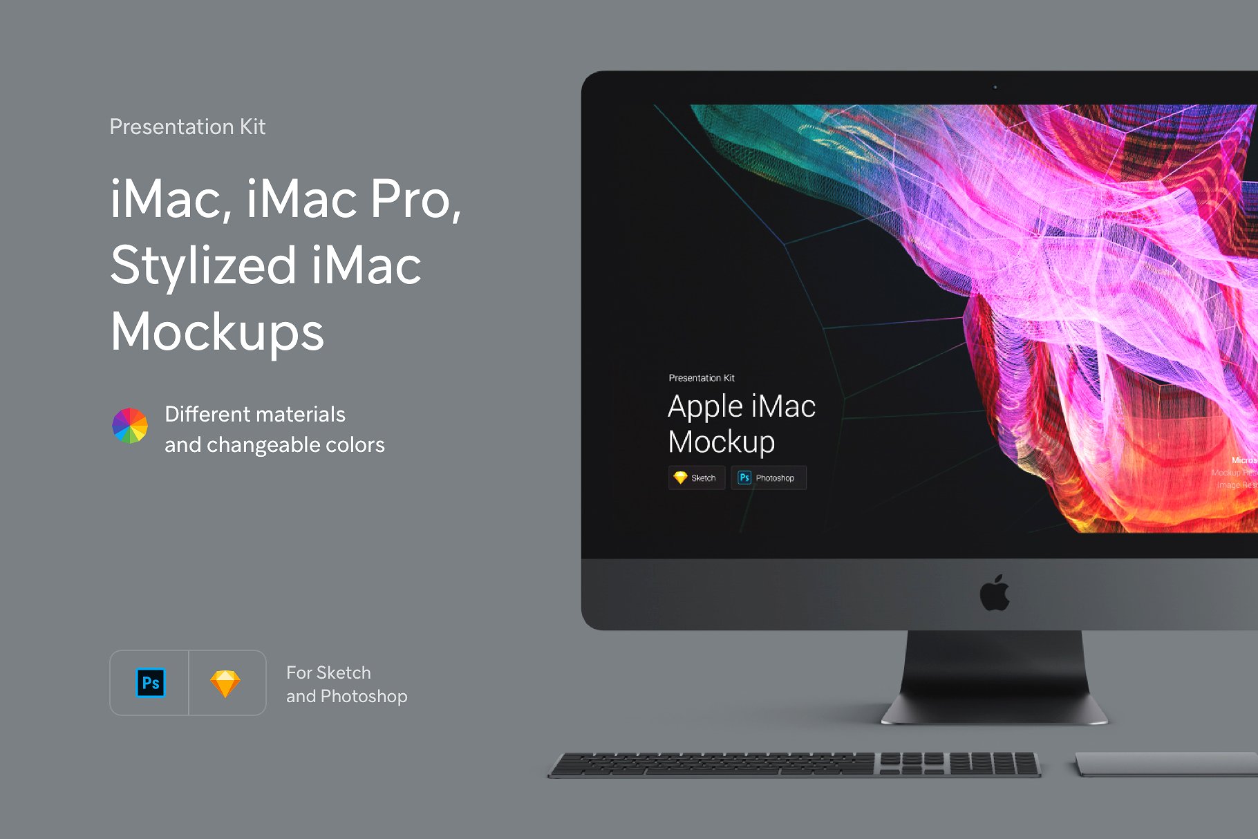 精美多彩全新iMac Pro，iMac展示模型Mockups样机下载插图