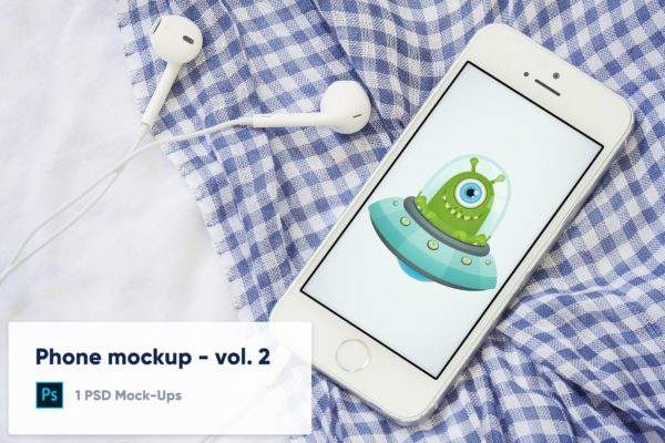 格子布背景iPhone手机屏幕演示素材库精选样机v2 Phone Mockup on colorful background – Vol.2