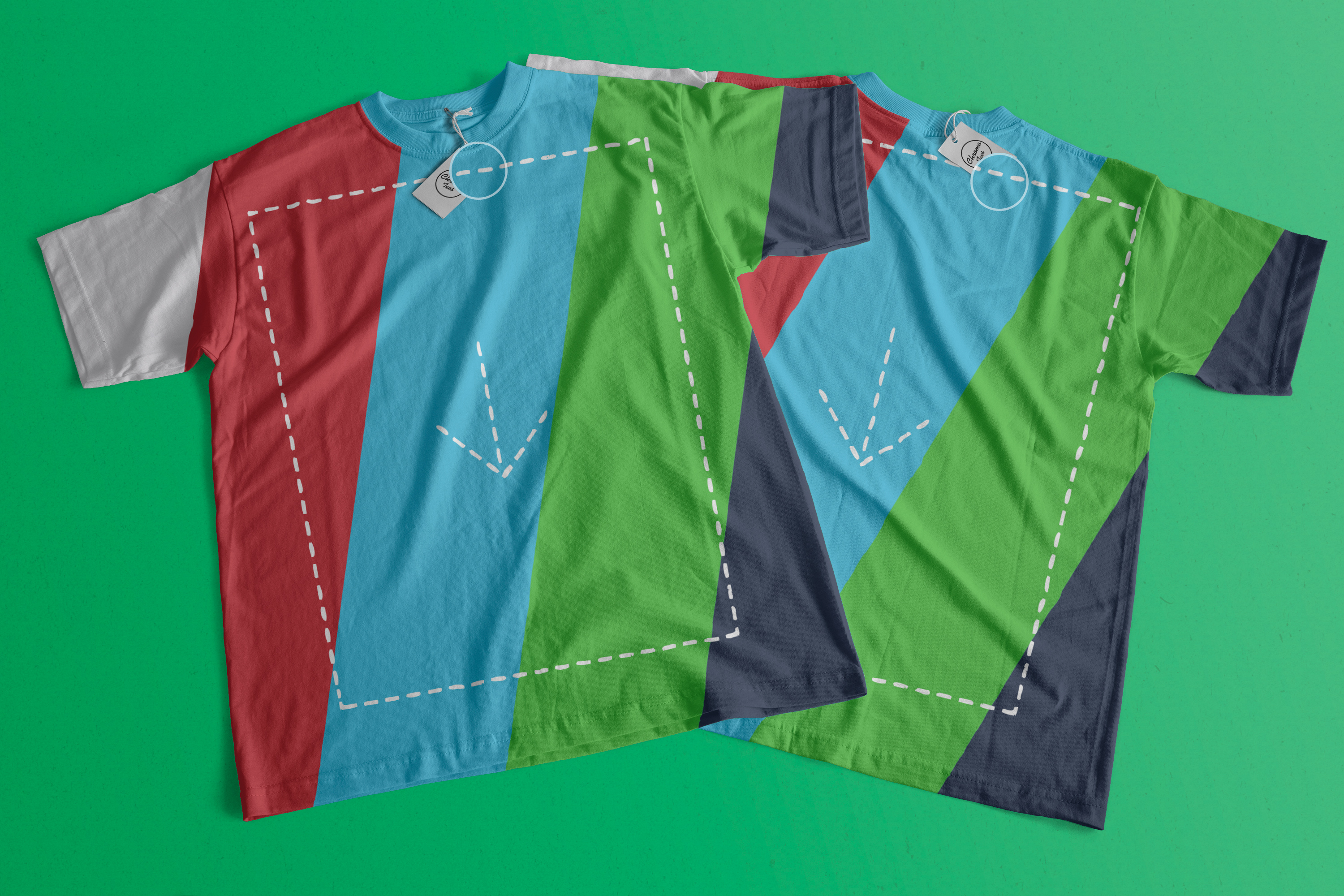 T恤设计正反面平铺叠放样机02 T-Shirt With Back Mockup 02插图(1)