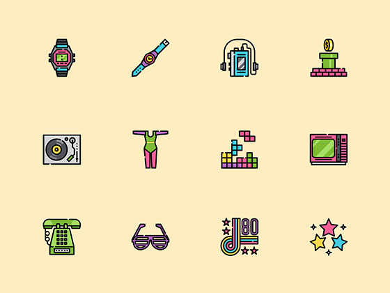 50 枚八十年代元素图标素材之家精选sketch素材