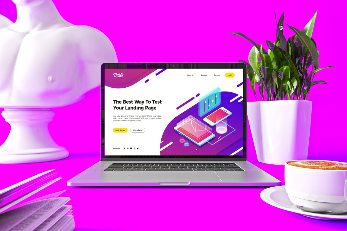 时尚高端渐变绚丽色彩的MacBook Pro UI样机展示模型mockups插图(2)