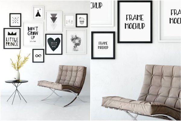 室内挂墙画框相框样机 Scandi Interior Frame Mockup – 08