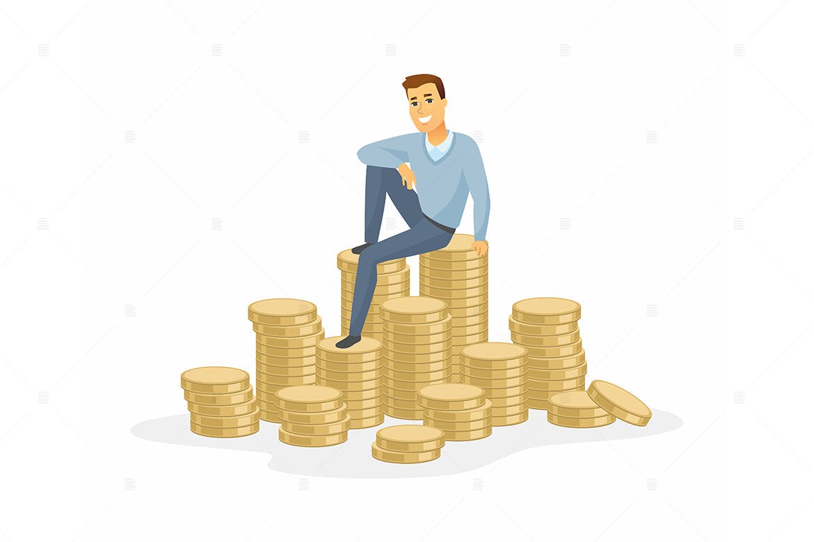 财务自由成功人士卡通形象矢量插画素材库精选 Financial success – cartoon character illustration插图(1)