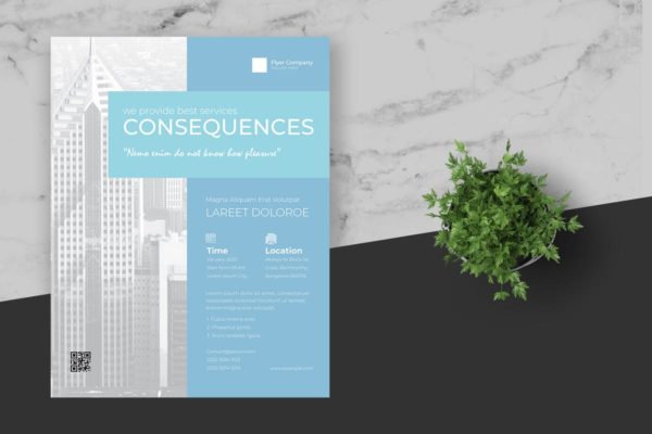 极简设计风格企业活动会议海报模板 Clean &amp; Minimal Business Event Flyer