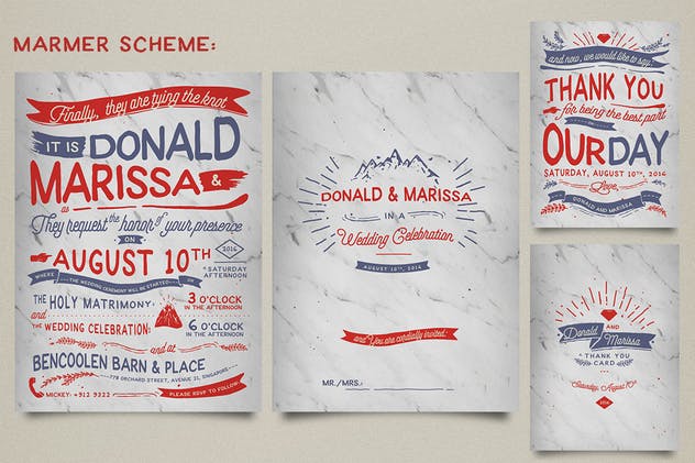 复古手写字体婚礼邀请函设计模板套装Vol.2 Vintage Hand Lettering Wedding Invitation Vol II插图(7)