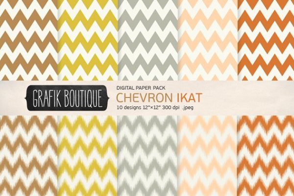 人字形图记数码纸张图案 Chevron ikat digital papers