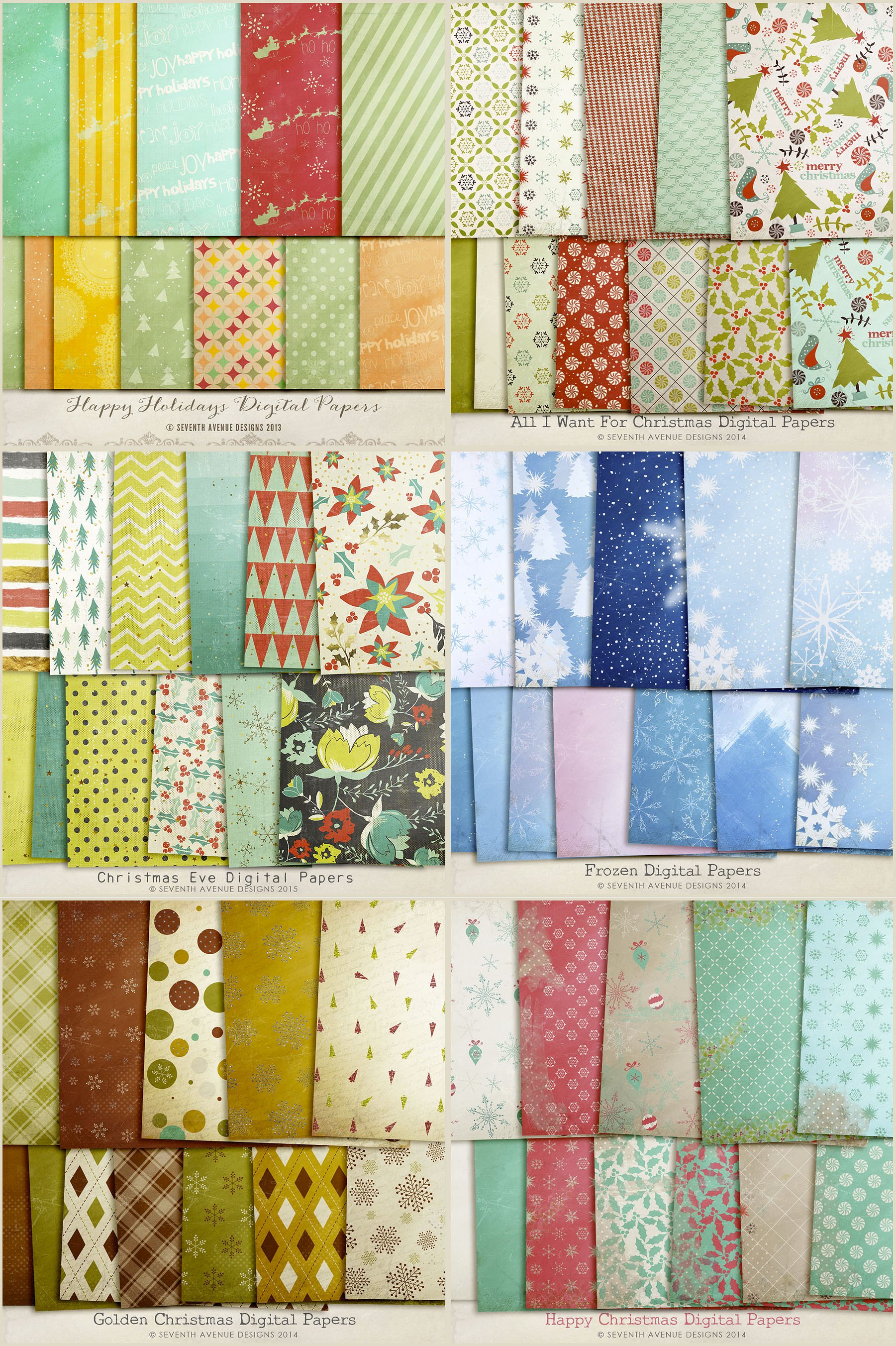 节日氛围数码纸张礼品包装纸张纹理合集 Holiday Digital Papers Bundle插图(3)