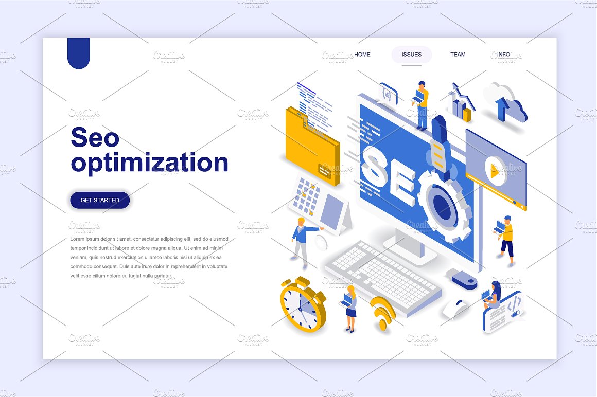 现代扁平设计网站着陆页等距概念插图集 Landing Page Templates插图(7)