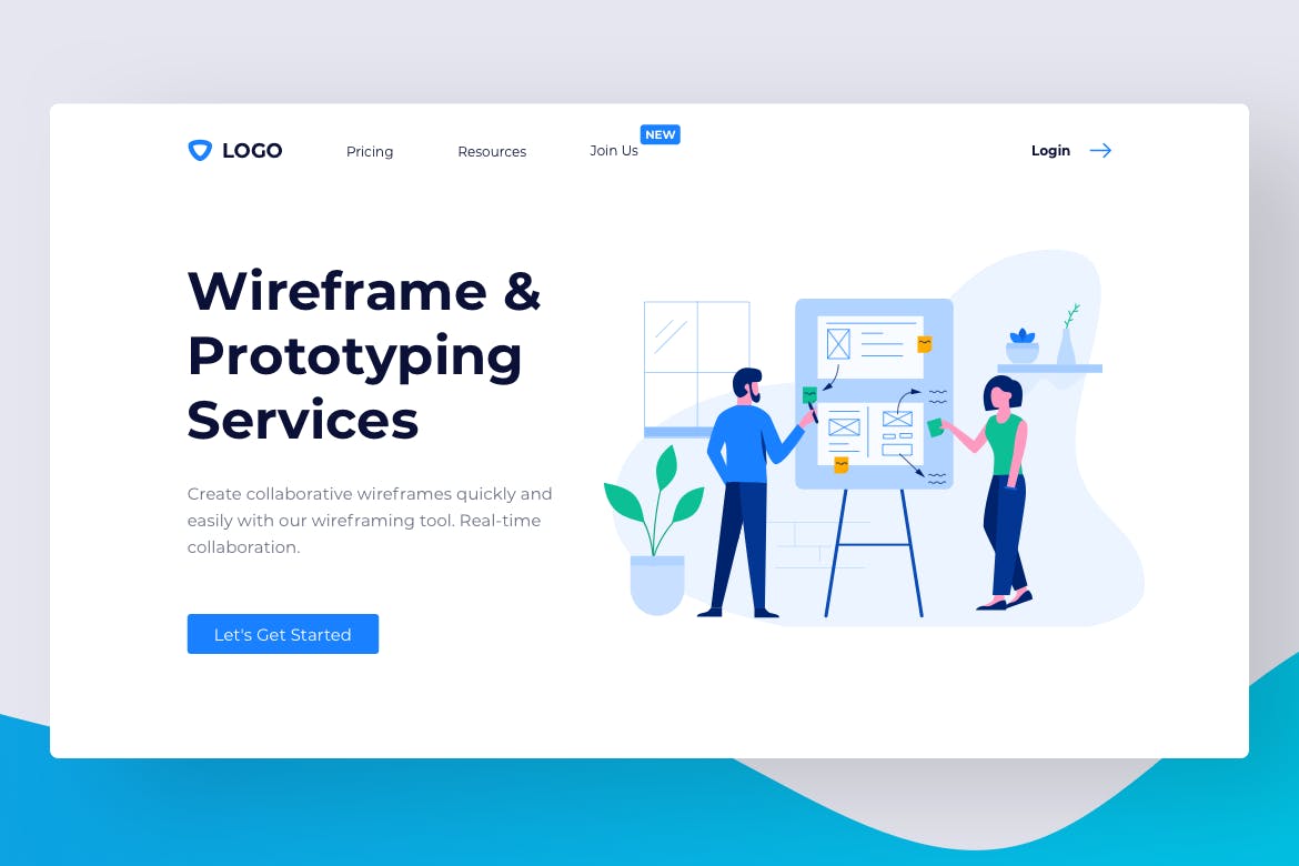 企业/品牌/产品网站着陆页设计UI/UX模板 UI UX Wireframe – Wireframing Landing Page插图(1)