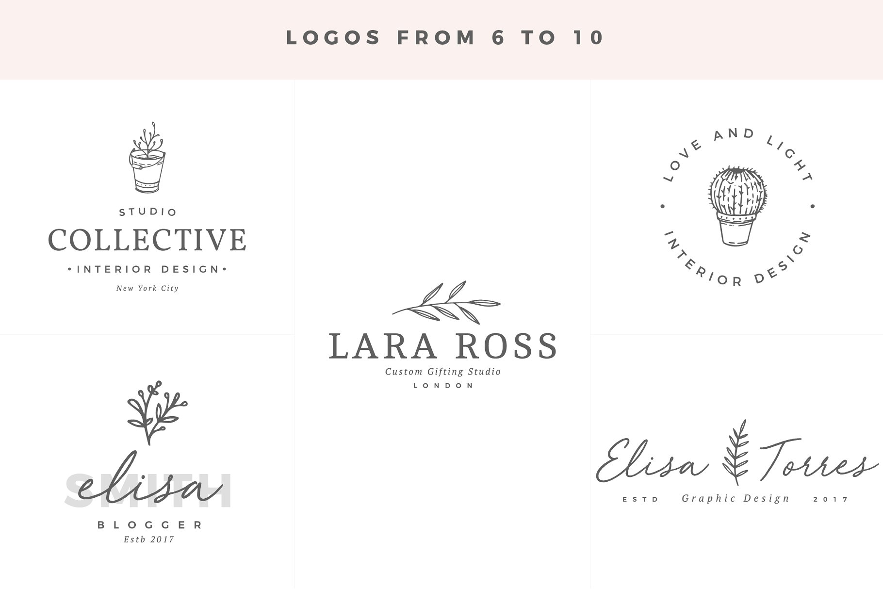 即拿即用优雅风格英文Logo设计模板 Delicate Logos – Volume 04插图(5)