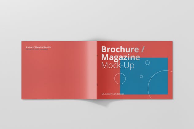 横版企业画册/宣传册/折页传单封面设计图样机素材库精选 US Letter Landscape Brochure / Magazine Mock-Up插图(5)