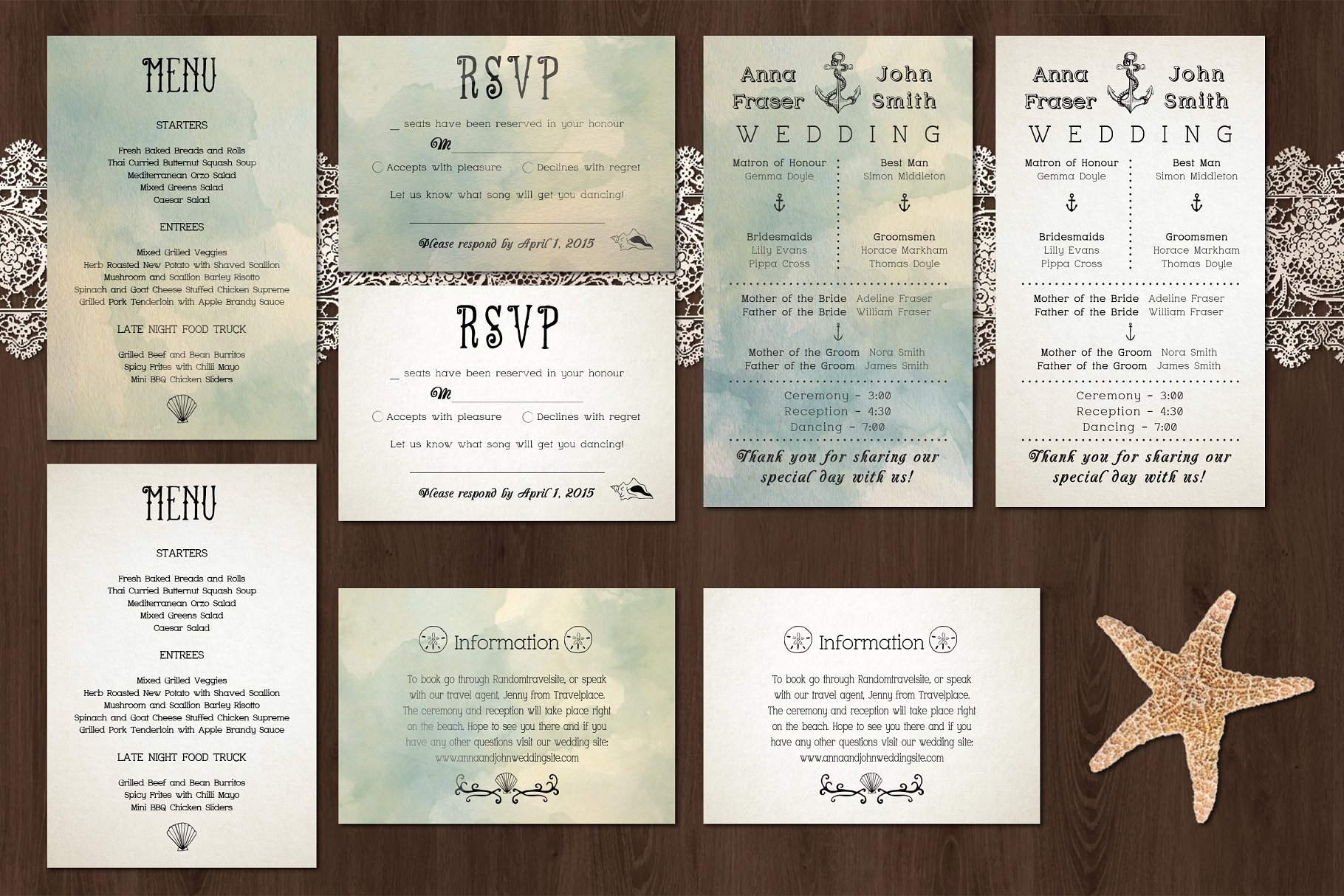 海滩沙滩婚礼邀请函模板合集 Beach Wedding Invitation Pack插图(3)