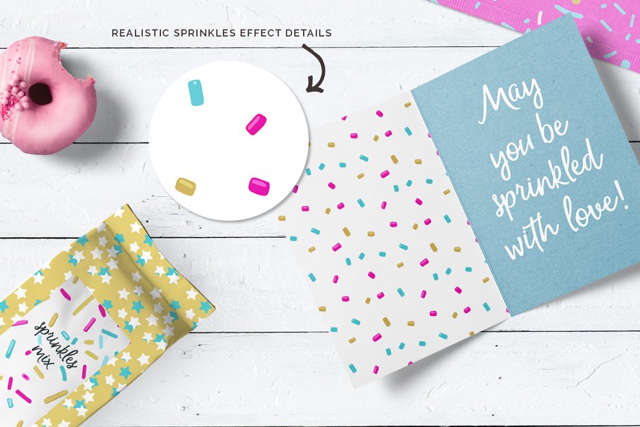 多彩糖粒和甜甜圈图案纹理 Sprinkles & Donuts Patterns插图(2)