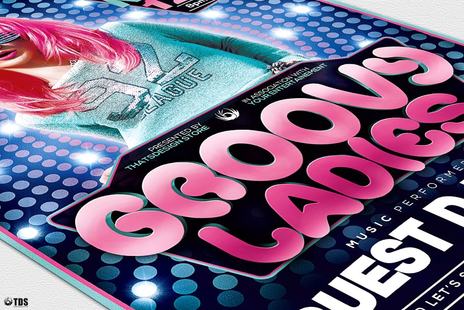 DJ音乐狂欢派对宣传传单PSD模板 Groovy Ladies Flyer PSD插图(5)