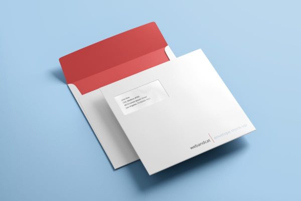 方形信封设计图样机素材库精选模板 Square Envelope Mock-up
