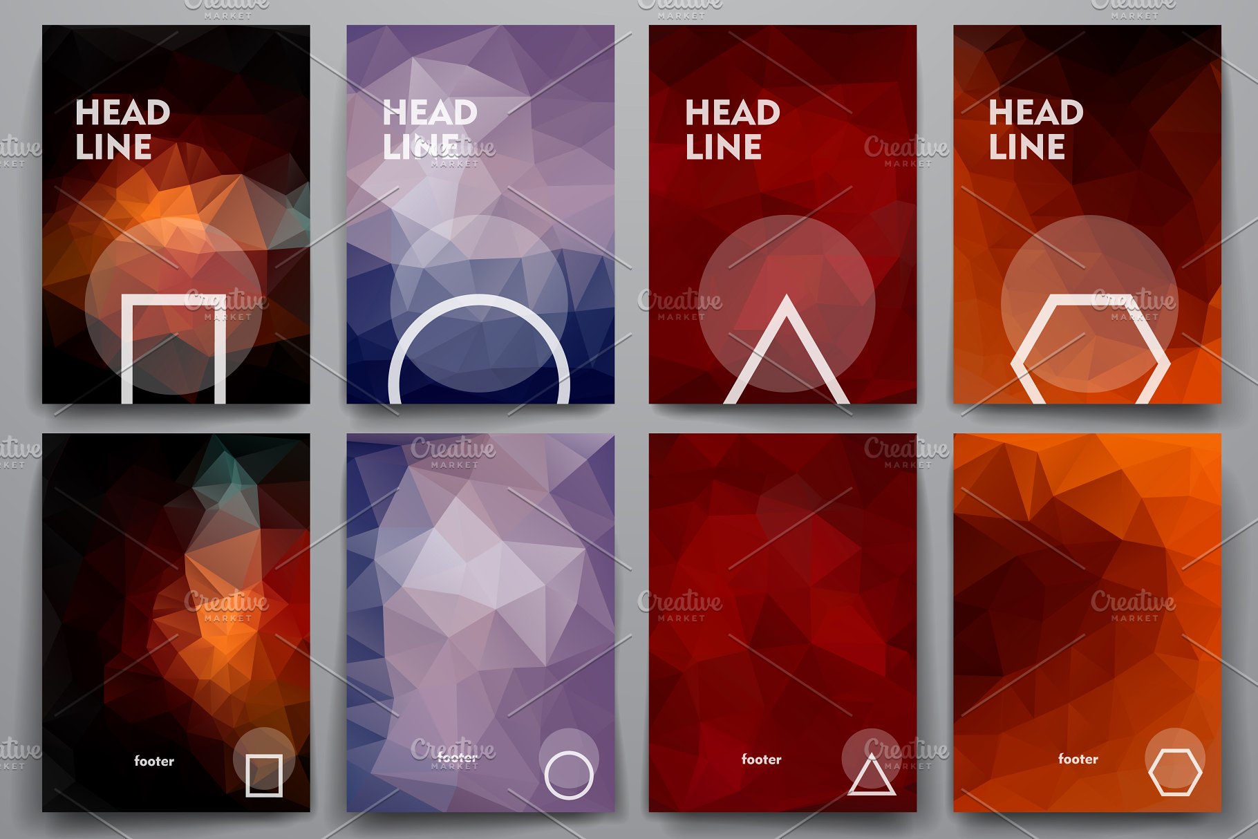 一组抽象几何图型海报宣传册背景 Big Set of Geometrical Templates插图