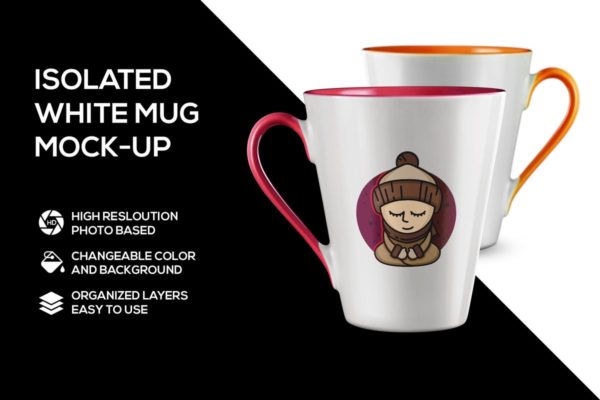 白色马克杯创意图案设计样机模板 White mug mockup