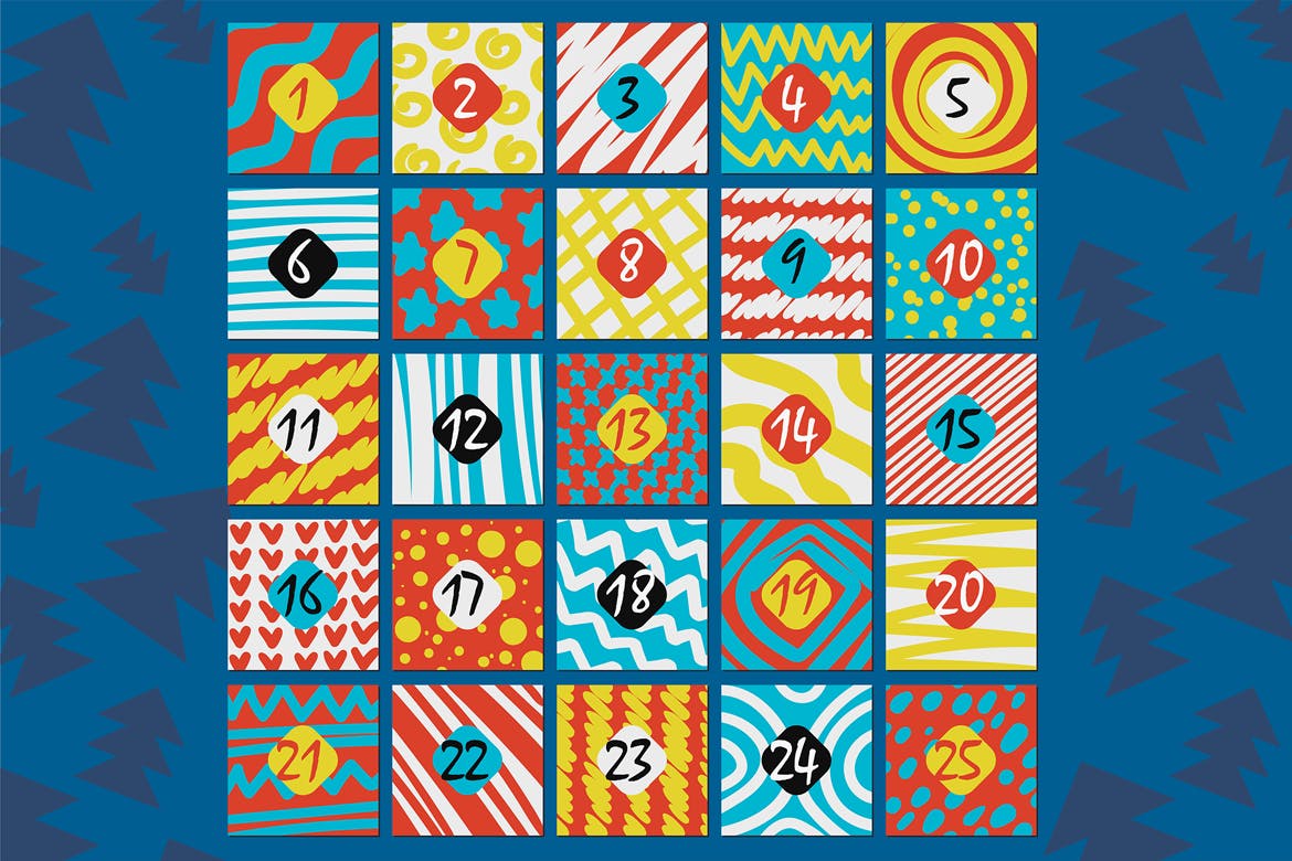 手绘纹理背景时尚日历设计模板 Stylish Advent Calendar Template插图(2)