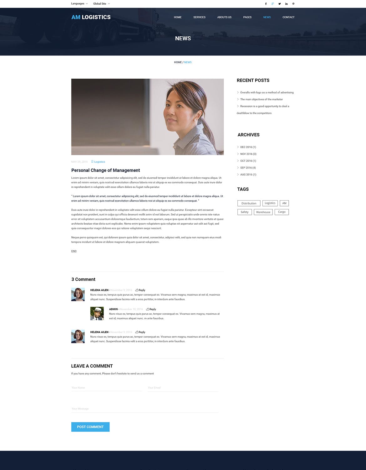 物流运输企业官网设计PSD模板 Amlogistic | Transportation & Logistics PSD Templa插图(8)