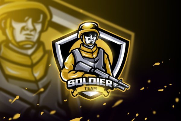 卡通士兵形象电子竞技战队队徽Logo模板 Soldier Team – Mascot &amp; Esport Logo